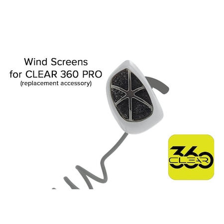 Clear 360 10 pack, (5-pair), Replacement Wind Screens, Black, 10PK C360WS01B